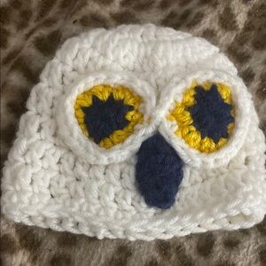 Handmade White Owl Crochet Beanie for Infant